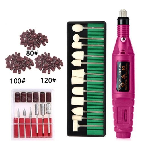 Regular Set With Wool Grinding Needle + Sanding Ring Portable Electric Nail Drill Kit - USB Manicure Pedicure Polishing &amp; Shaping Tool Set