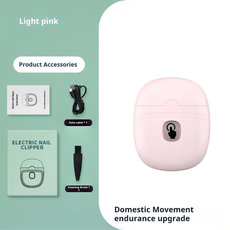 Pink Automatic Electric Nail Trimmer with LED Light, Rechargeable Nail Clipper and File for Adults &amp; Kids, Portable Nail Care Device