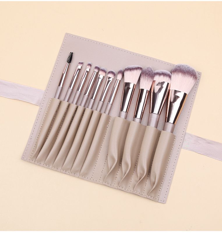 Champagne 11 Pcs Makeup Brush Set - Complete Brush Kit with Travel Case