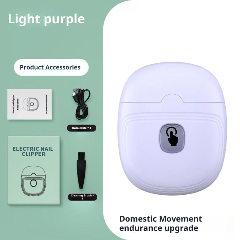Purple Automatic Electric Nail Trimmer with LED Light, Rechargeable Nail Clipper and File for Adults &amp; Kids, Portable Nail Care Device