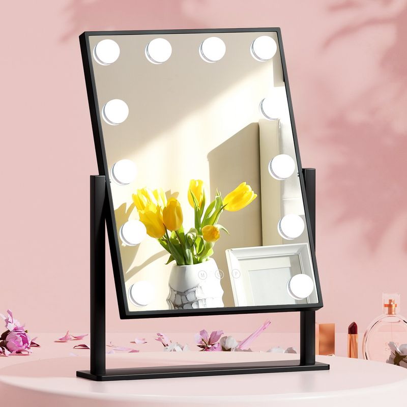 Embellir Makeup Mirror 30x48cm Hollywood Vanity with LED Light Rotation Tabletop