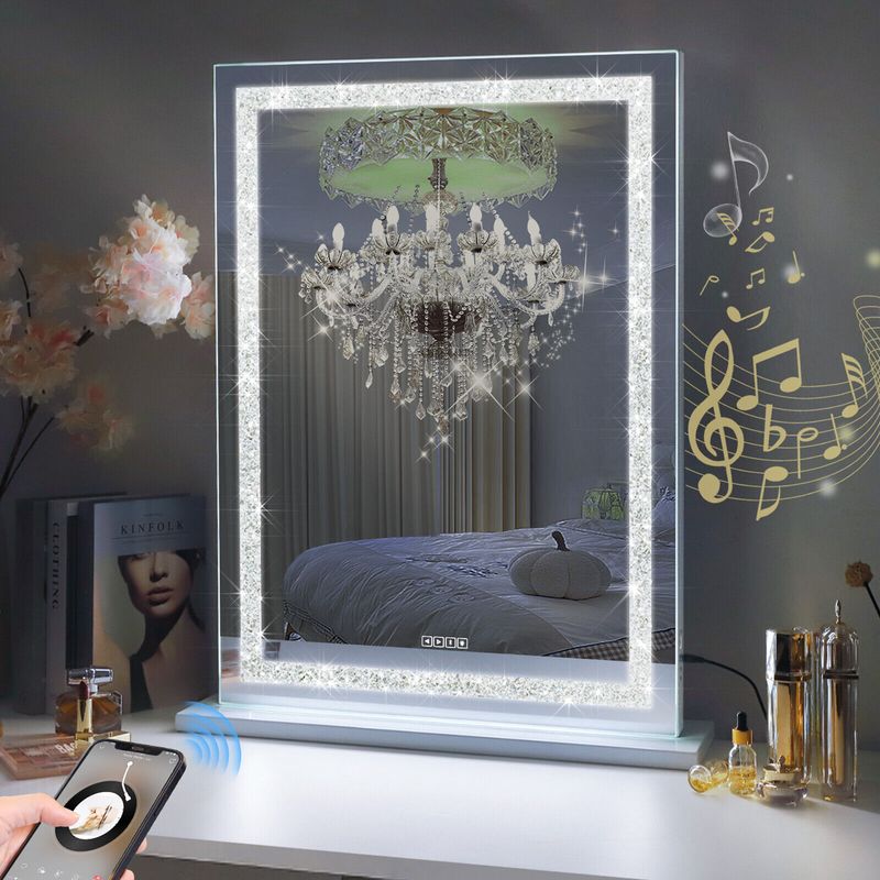 Crystal Vanity Mirror 80CM LED Bluetooth Magnifying