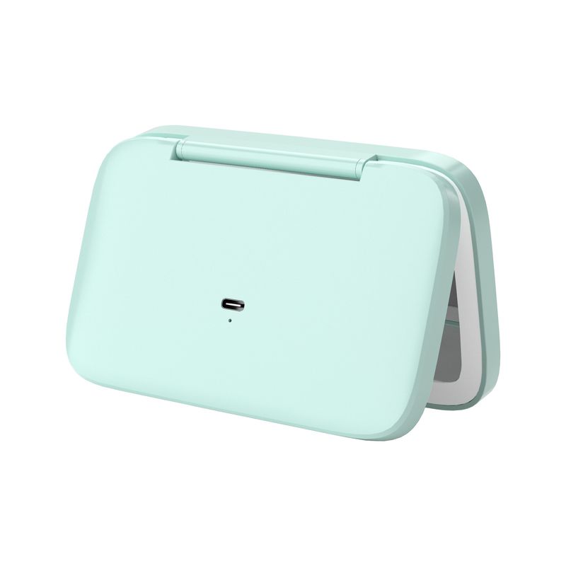 Green MR2326C Portable LED Illuminated Makeup Mirror - Foldable Lighted Vanity Mirror with 802mAh Battery