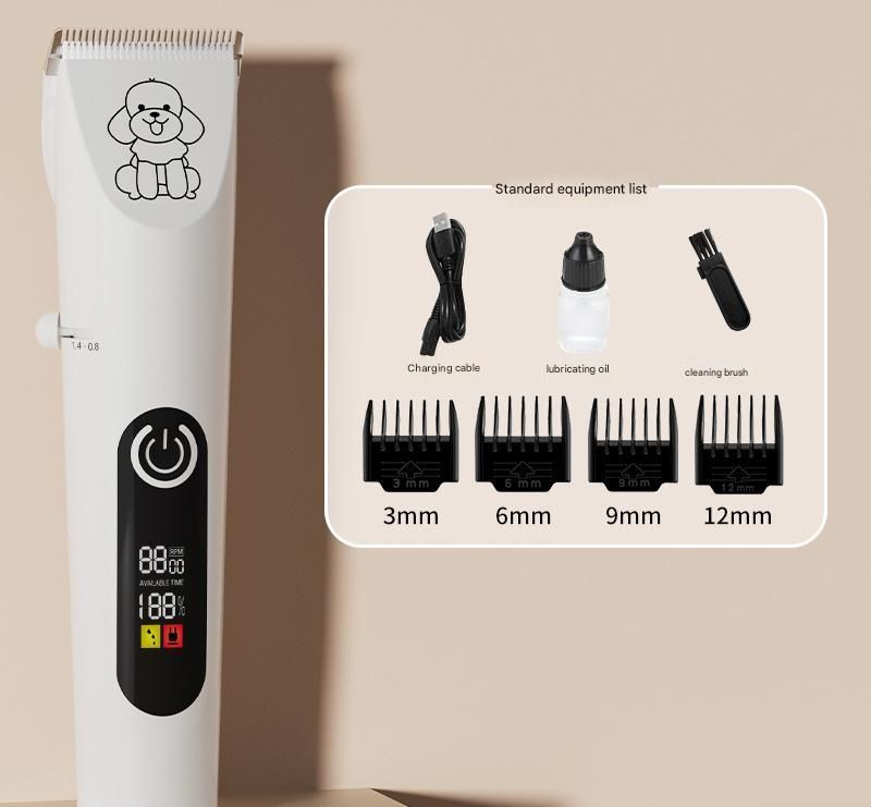 Professional Pet Grooming Hair Clipper Kit - Rechargeable, Low Noise, with Ceramic Blades &amp; 5-Speed Adjustment(White)