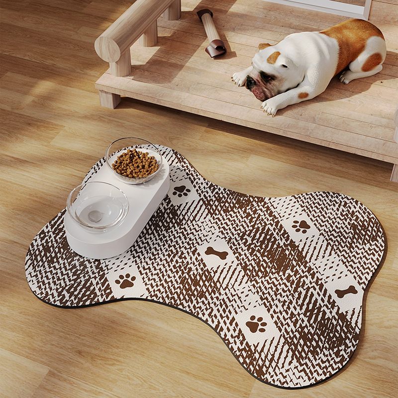 Brown And White Pet Feeding Mat 45x60cm - Anti-Slip, Durable Diatom Mud Mat for Dogs and Cats, Easy to Clean