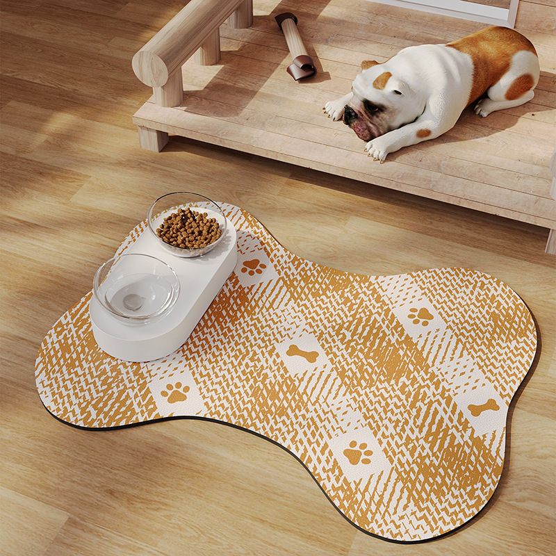Yellow And White Pet Feeding Mat 50x70cm - Anti-Slip, Durable Diatom Mud Mat for Dogs and Cats, Easy to Clean