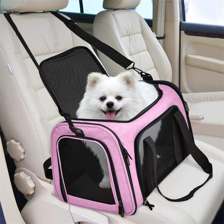 Pink Portable Pet Travel Carrier Bag - Foldable, Durable, and Comfortable for Small Dogs &amp; Cats 45cmx30cmx30cm