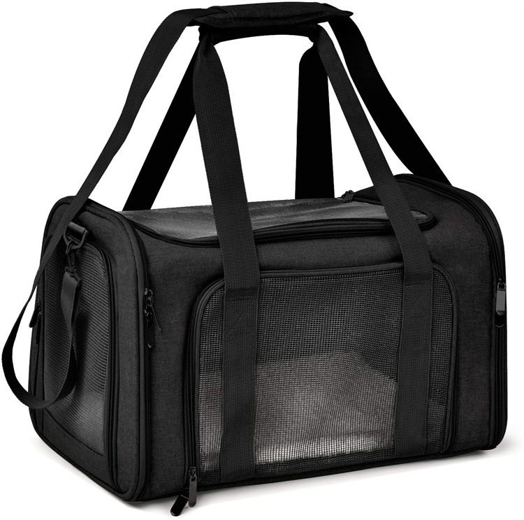 Black Portable Pet Travel Carrier Bag - Foldable, Durable, and Comfortable for Small Dogs &amp; Cats 40cmx25cmx25CM