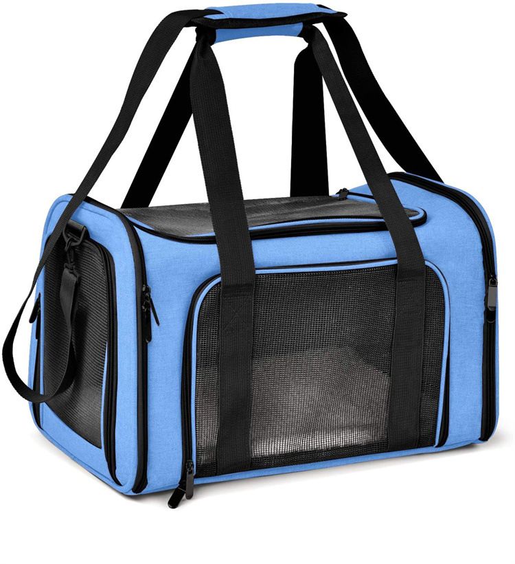 Blue Portable Pet Travel Carrier Bag - Foldable, Durable, and Comfortable for Small Dogs &amp; Cats 40cmx25cmx25cm