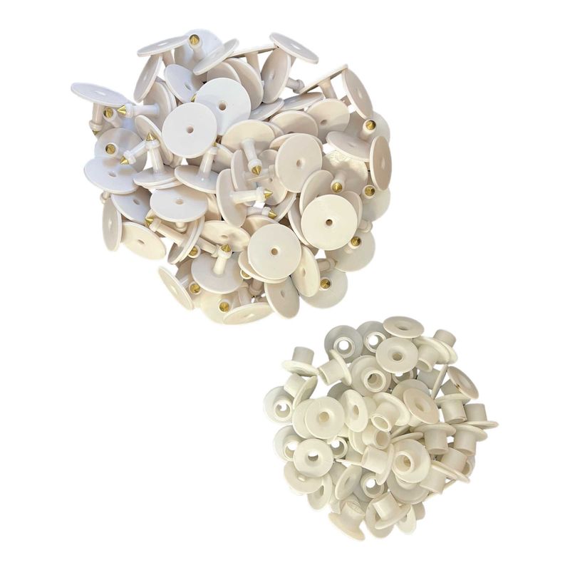 100x Cattle Ear Tags Set - Round White Blank Pig Sheep Goat Cow Livestock Label