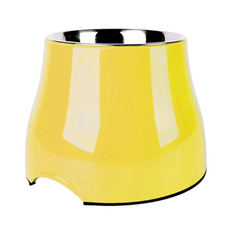 Elevated Pet Feeding Bowl with Stainless Steel Inner - Promotes Healthy Digestion &amp; Reduces Neck Strain(Yellow)