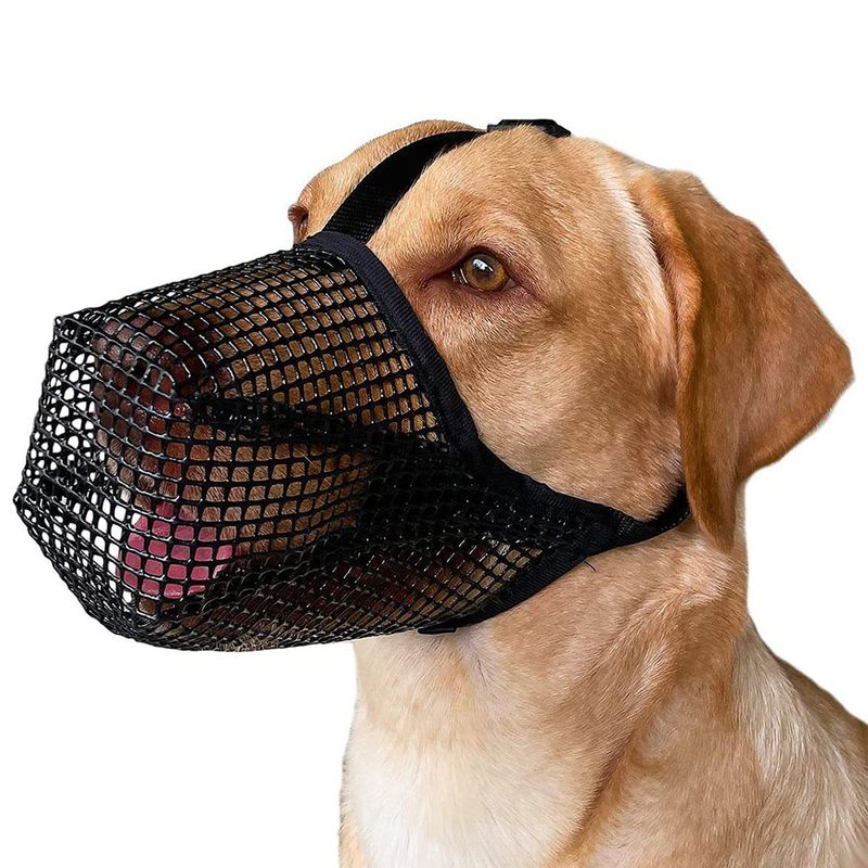 2 Pcs Size M Black Breathable Mesh Dog Muzzle - Anti-Barking, Biting &amp; Chewing - Adjustable &amp; Comfortable Nylon Muzzle for Dogs