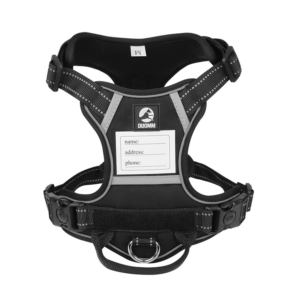 Size M Black Reflective No-Pull Dog Harness - Adjustable &amp; Durable for Large Breeds, Anti-Escape Design