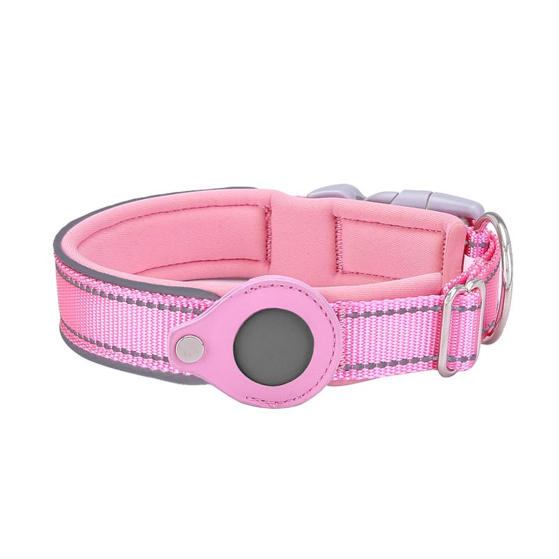 S Pink Secure Nylon Dog Collar with Built-in Apple AirTag (not included) Holder Case - Pet Tracker Accessory