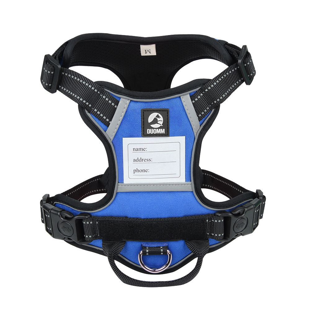 Size M Blue Reflective No-Pull Dog Harness - Adjustable &amp; Durable for Large Breeds, Anti-Escape Design
