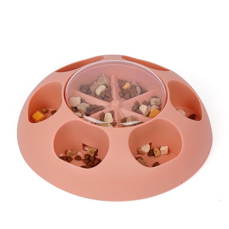 Interactive Pet Slow Feeder &amp; Puzzle Toy - Press to Dispense Food, Improves Digestion(pink)