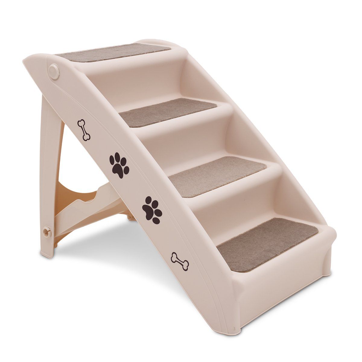 Furtastic Foldable Pet Stairs In White - 50cm Dog Ladder Cat Ramp