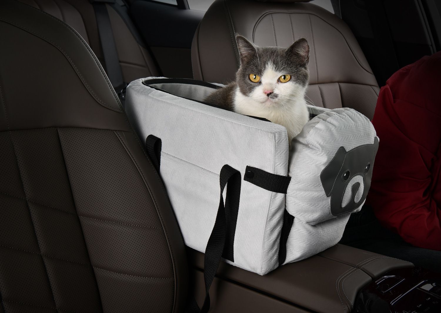 Grey Pet Car Booster Seat for Small Dogs &amp; Cats - Safe Travel Carrier Bed