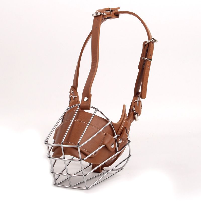 Brown Metal Basket Dog Muzzle - Anti-Bite &amp; Anti-Barking - XL