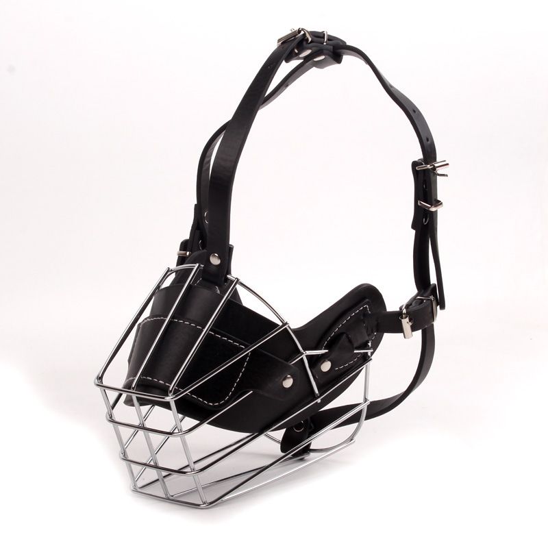 Black Metal Basket Dog Muzzle - Anti-Bite &amp; Anti-Barking - XXL