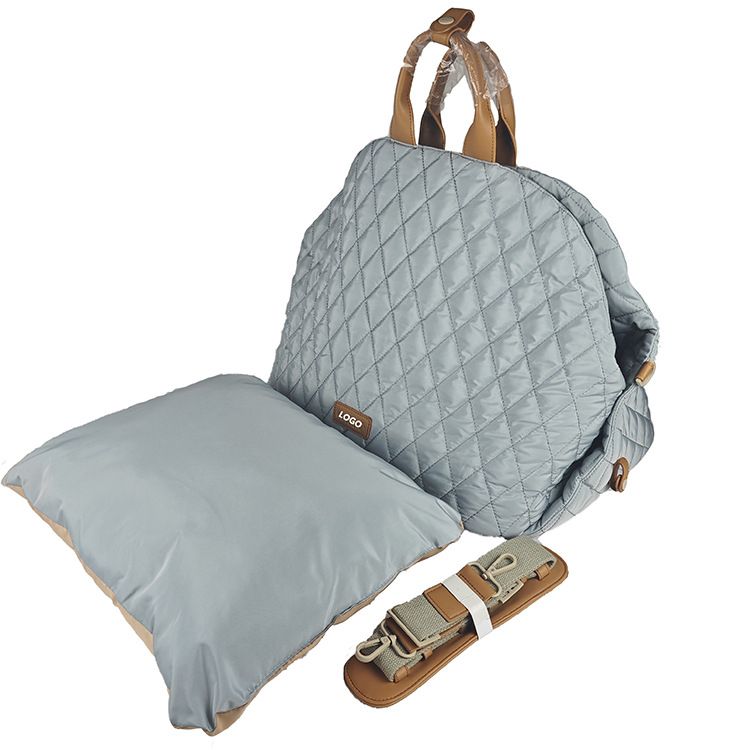 Luxury Quilted 2-in-1 Pet Travel Carrier &amp; Car Booster Seat for Small Dogs(Blue-gray)