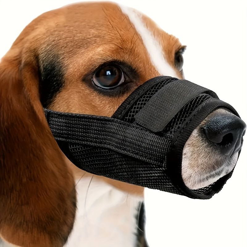 3 Pcs Size XL Black Breathable Mesh Dog Muzzle - Soft &amp; Comfortable Guard to Prevent Biting, Allows Panting and Drinking