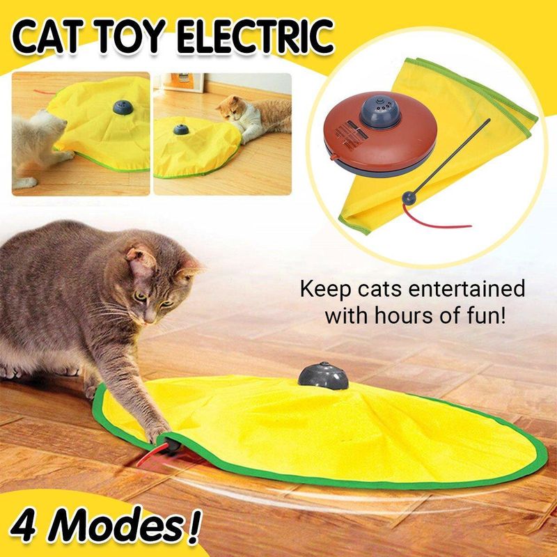Interactive Electric Cat Toy with Rotating Wand and Nylon Cover 4 Speed Modes