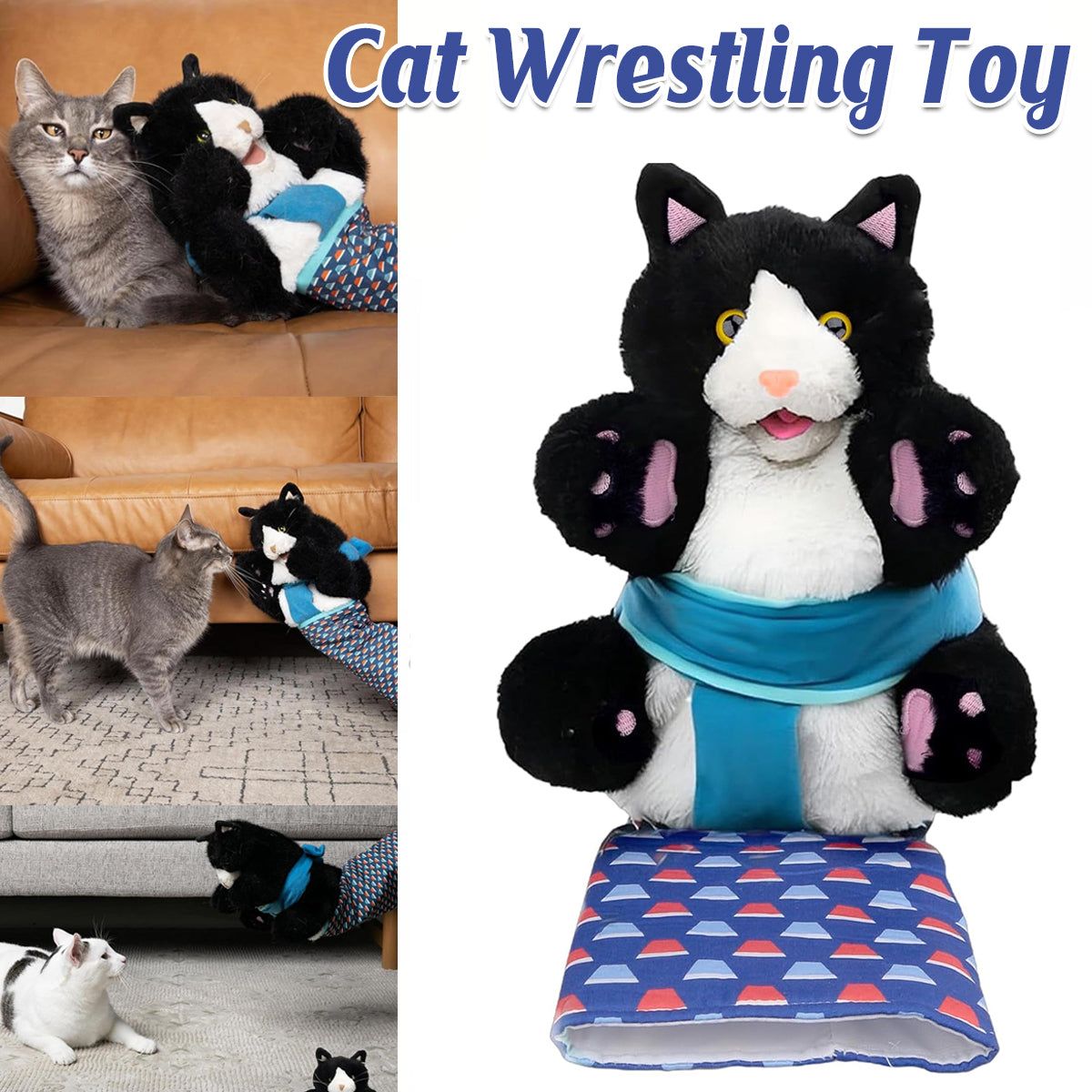 Wrestler Cat Interactive Hand Puppet Kitten Toy Pet Play Plush Puppet For Cats