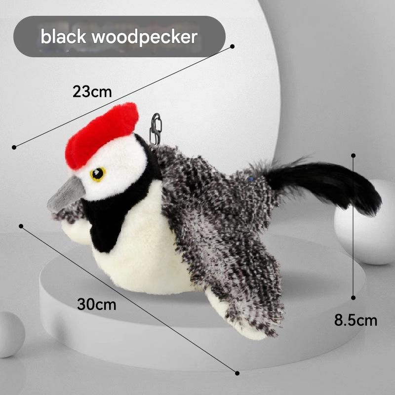 Interactive Flapping Wing Bird Toy for Cats &amp; Dogs,Motion Activated with Sound(Black Woodpecker)