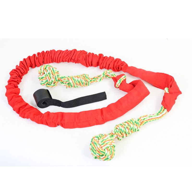 Red And Colored Cotton Balls Interactive Bungee Dog Tug Toy - Hanging Rope Ball for Solo Play &amp; Exercise