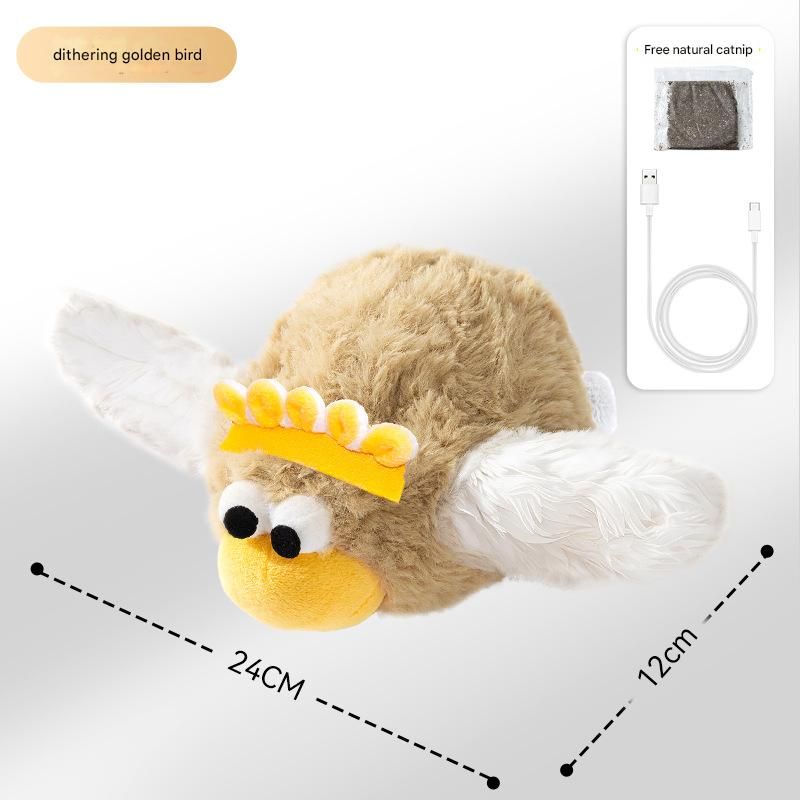 Interactive Flapping Wing Bird Toy for Cats &amp; Dogs,Motion Activated with Sound(Fat Golden Bird)