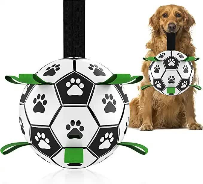 15*15cm Interactive Dog Toy Soccer Ball with Rope | Outdoor Fetch &amp; Tug Play for Dogs | Training &amp; Exercise Pet Toy