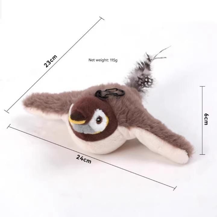 Interactive Flapping Wing Bird Toy for Cats &amp; Dogs,Motion Activated with Sound(Lomi Brown Sparrow)