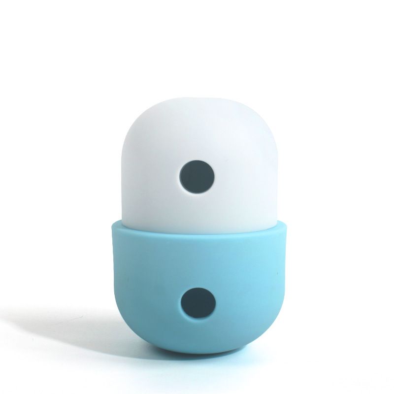 2 Pcs White And Blue Interactive Pet Treat Dispensing Ball - Food-Grade Silicone Rolling Toy for Dogs with 1.5 cm Leakage Hole