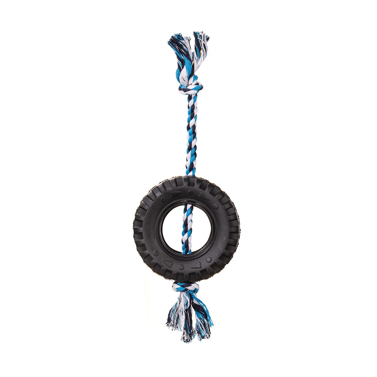Blue Interactive Tire Rope Dog Toy - Heavy Duty Chew Toy for Dental Health &amp; Play