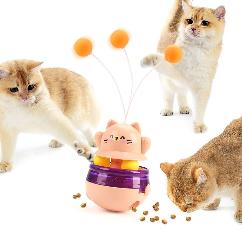 Pink 3-in-1 Interactive Cat Toy - Tumbler, Treat Dispenser, Track &amp; Teaser Ball