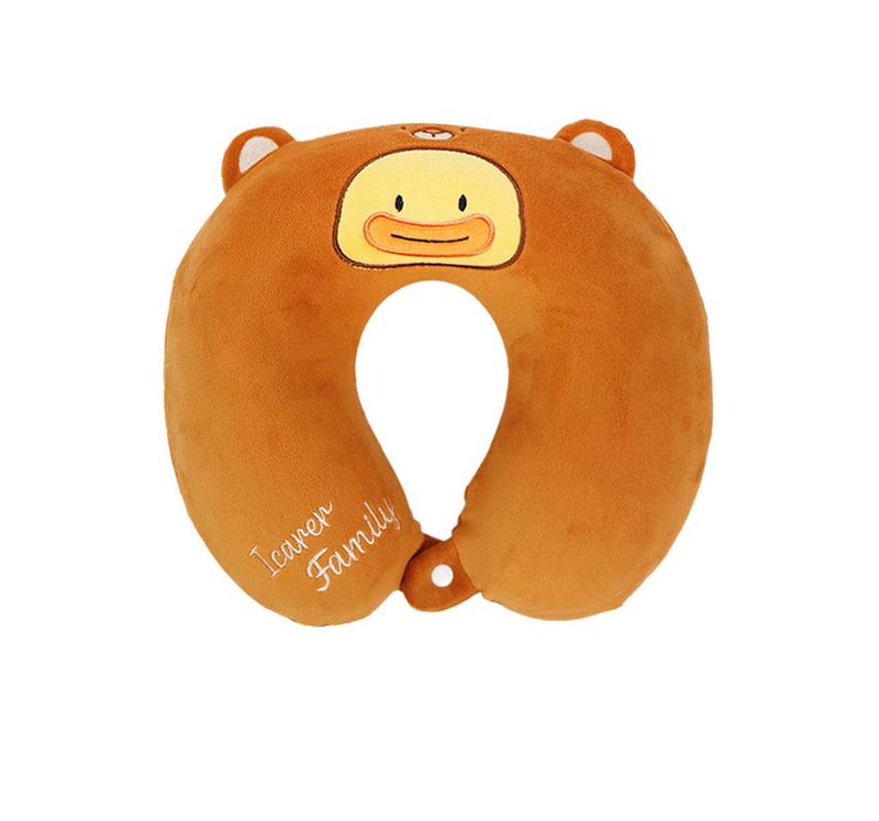 2-in-1 Convertible Eye Mask &amp; Travel Neck Pillow Set - Plush Fabric with Snap Closure(brown)