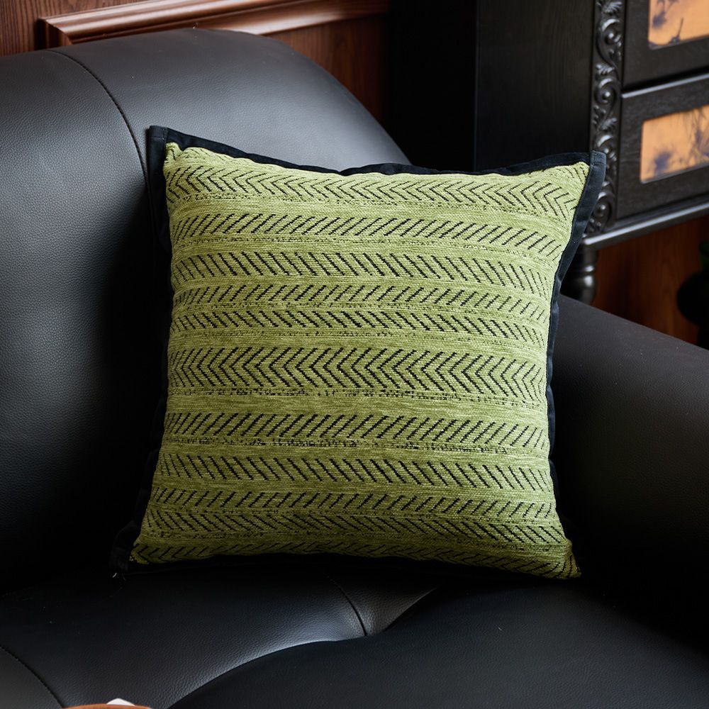 Green 45*45cm 2PCS Luxe Thick Chenille Herringbone Pillow Cover - Solid Color Square Lumbar Pillow