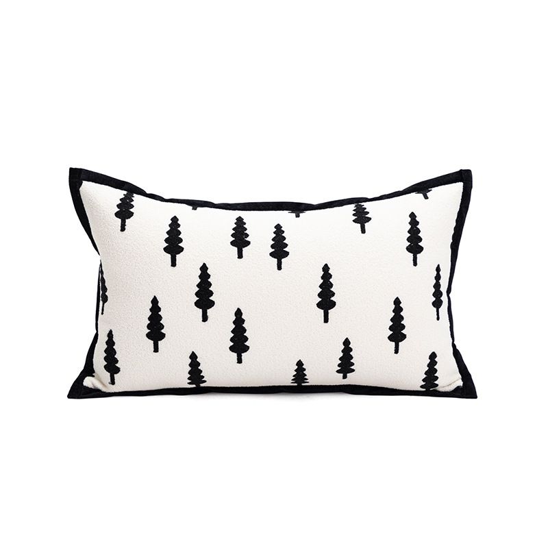 Trees Triangle Elegant Two-Piece INS-Style Jacquard Pillow Covers - Black &amp; White Sofa Decor