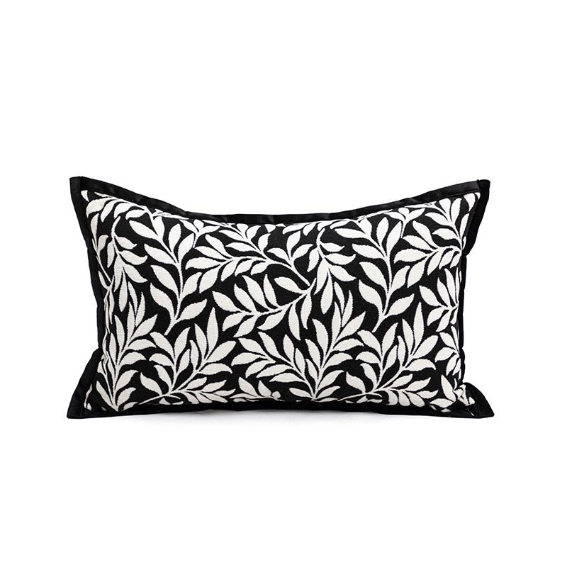 Leaves Triangle Elegant Two-Piece INS-Style Jacquard Pillow Covers - Black &amp; White Sofa Decor