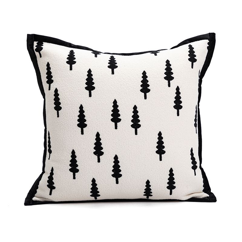 45*45cm Trees Triangle Elegant Two-Piece INS-Style Jacquard Pillow Covers - Black &amp; White Sofa Decor