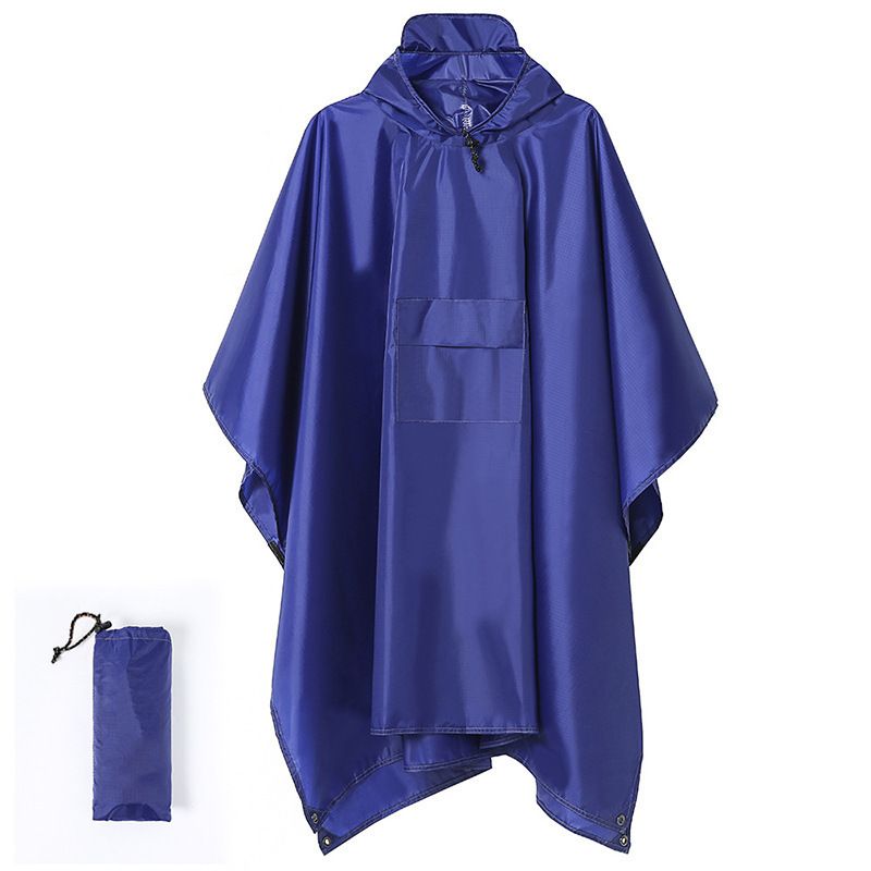 Blue 3-in-1 Multifunctional Outdoor Rain Poncho - Ground Mat &amp; Shelter - Lightweight &amp; Waterproof for Hiking &amp; Camping