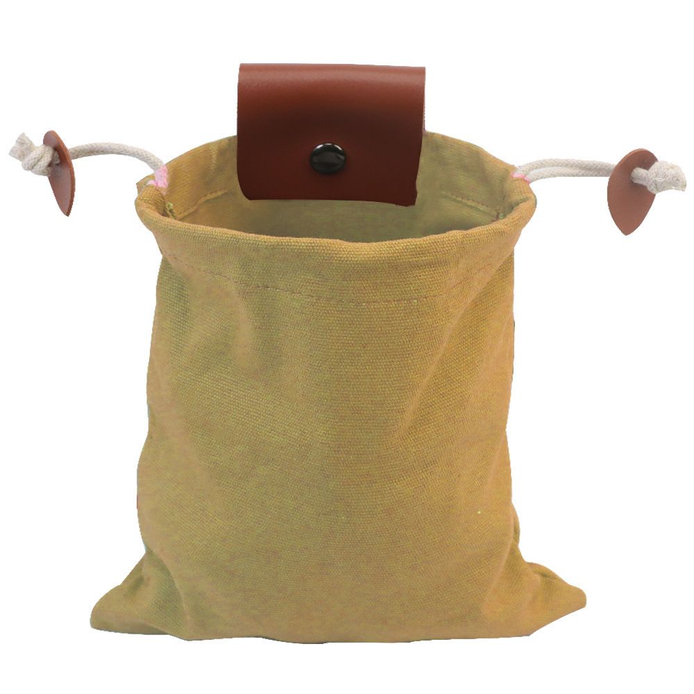 Khaki Collapsible Canvas Foraging Pouch - Hands-Free Belt Bag for Hiking &amp; Camping Activities