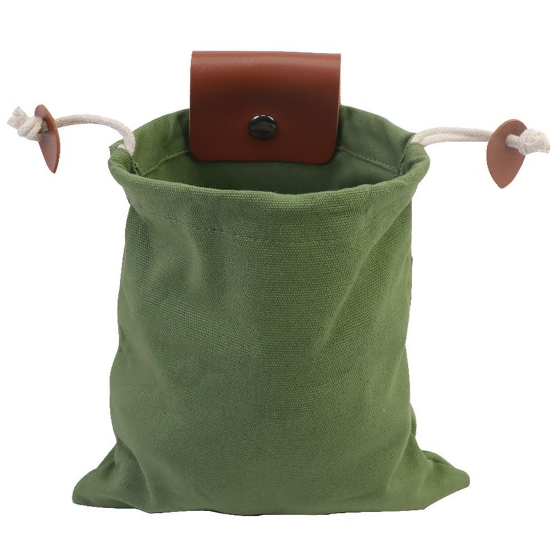 Green Collapsible Canvas Foraging Pouch - Hands-Free Belt Bag for Hiking &amp; Camping Activities