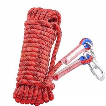 Red Polyester (for home use) Without Wire Core Heavy Duty Adjustable Clothesline Set (2 Pack) - 15m Steel Wire Core Nylon Rope with Hooks for Outdoor &amp; Camping