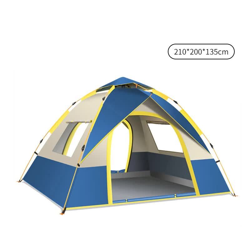 Blue 3-4 Person Lightweight Camping Tent (210*200*135cm) | UV Protection Silver Coated, Dual Doors &amp; Windows