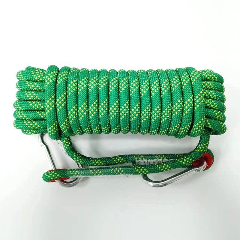 Green Polyester (for home use) Without Wire Core Heavy Duty Adjustable Clothesline Set (2 Pack) - 15 Steel Wire Core Nylon Rope with Hooks for Outdoor &amp; Camping