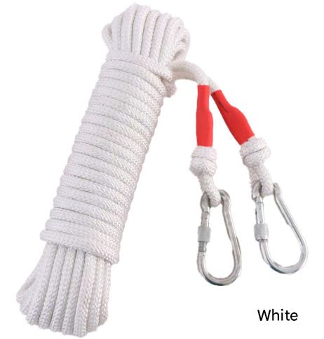 White Polyester (for home use) Without Wire Core Heavy Duty Adjustable Clothesline Set (2 Pack) - 15m Steel Wire Core Nylon Rope with Hooks for Outdoor &amp; Camping