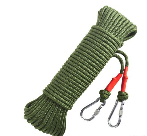 Green With Wire Core Heavy Duty Adjustable Clothesline Set (4 Pack) - 15m Steel Wire Core Nylon Rope with Hooks for Outdoor &amp; Camping