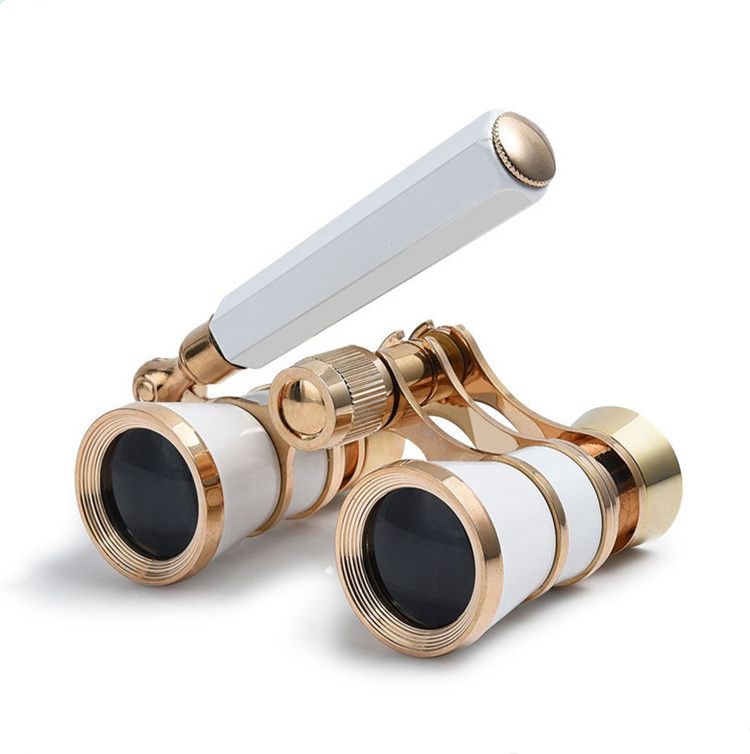 White Elegant Theatre Binoculars - Portable &amp; Stylish Handheld Opera Glasses (Focal length: 400mm)